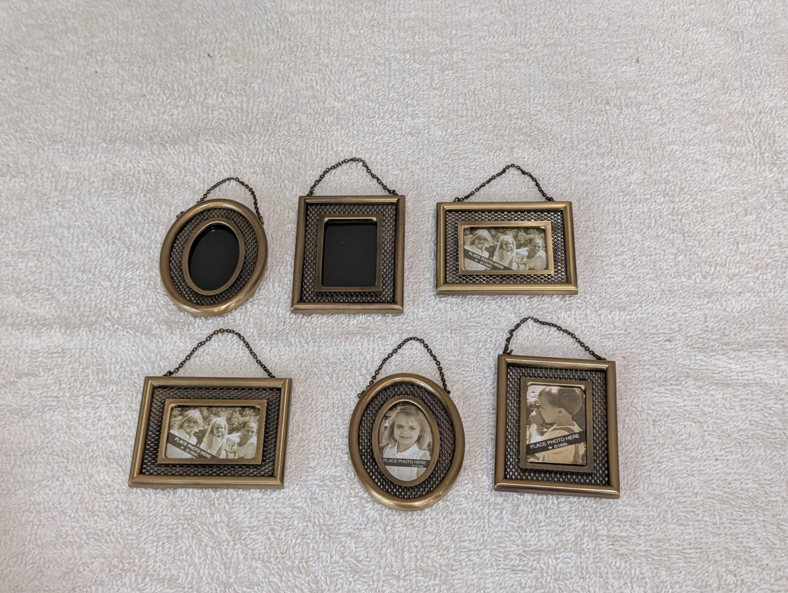 Hallmark Keepsake Family Tree Mini Photo Frame Holders Brass Tone Picture Hangin