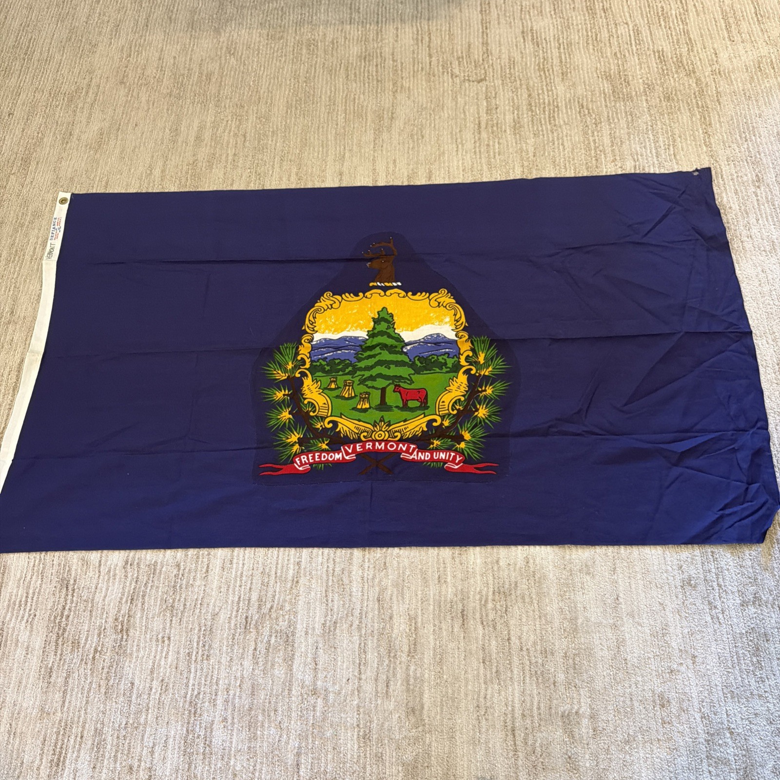 Vintage Vermont State Flag 100% Cotton Vintage Defiance brand Rare Original
