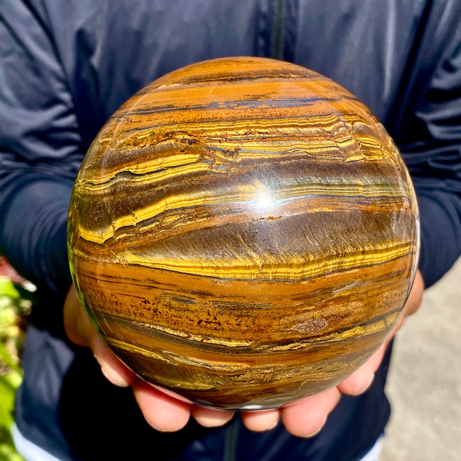 4.25LB Natural Tiger Eye Stone Crystal Ball Quartz Healing Sphere Décor
