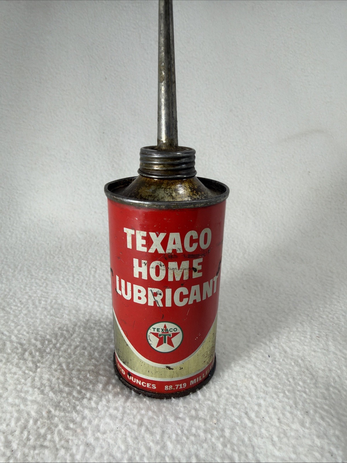 Vintage 1960’s Texaco Home Lubricant Empty Metal 3 Oz Handy Household Oil Can