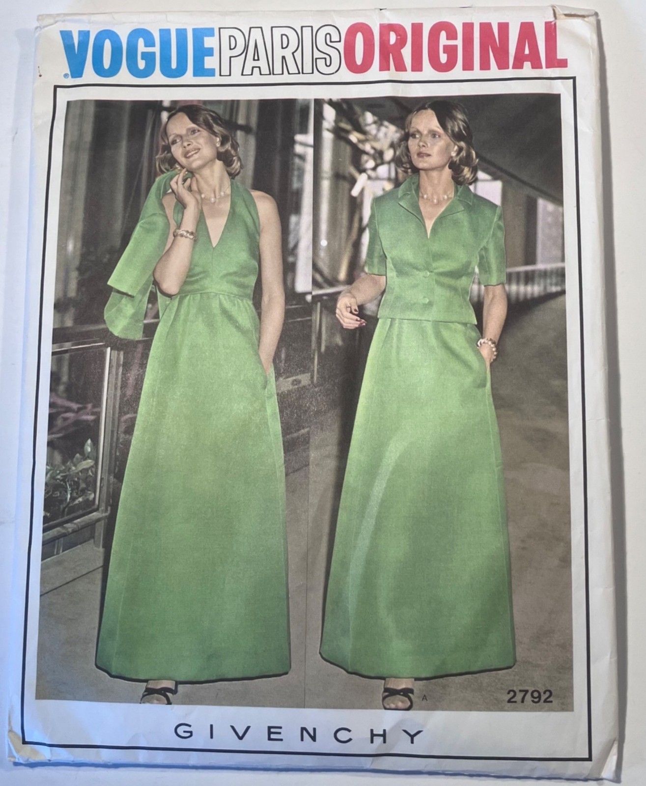 70s Vogue 2792 Givenchy Paris Original Pattern Halter Dress Jacket Sz 12 B34 FF