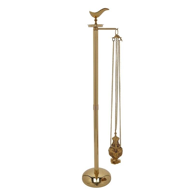 Simple Brass Orthodox Tall Censer Stand Holder For Church or Sanctuary 51 In