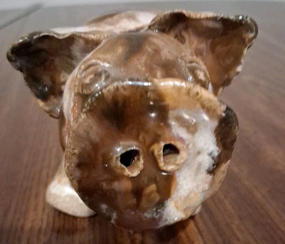 Studio Art Speckled Pig Ceramic Folk Pottery Stoneware Handmade Glazed 3.5\