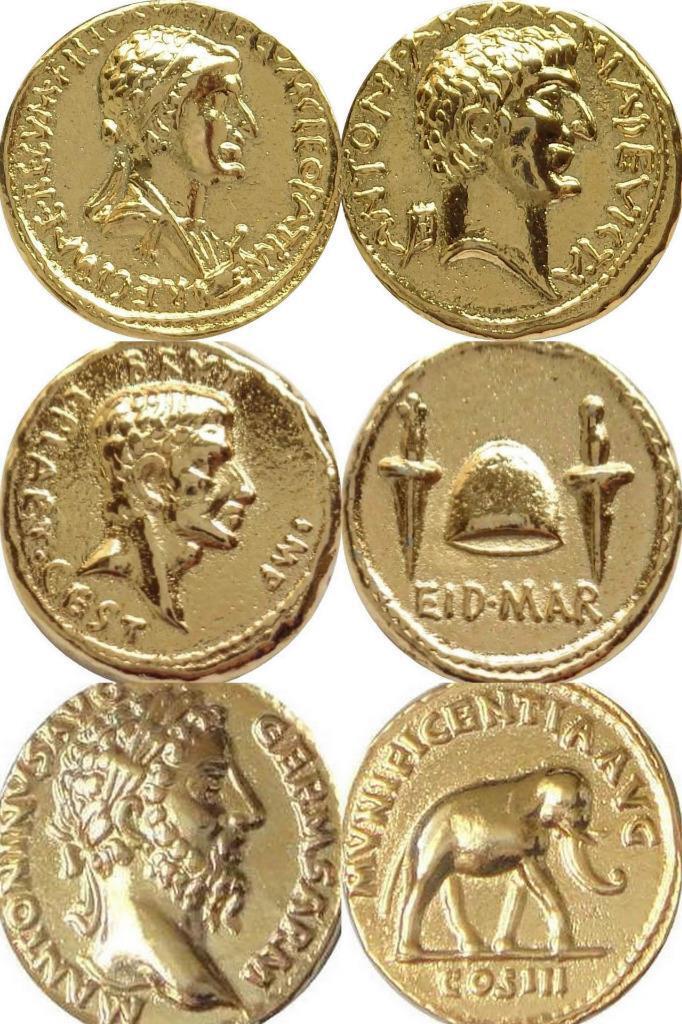 Cleopatra, Brutus, Marcus Aurelius, 3 Famous ROMAN REPLICA REPRODUCTION COINS GP