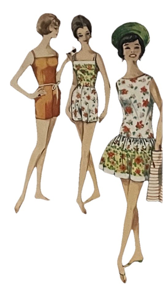 Uncut 1960’s Playsuit Easy Dress Bathing Suit Sz 18 Bust 38 Simplicity 4435
