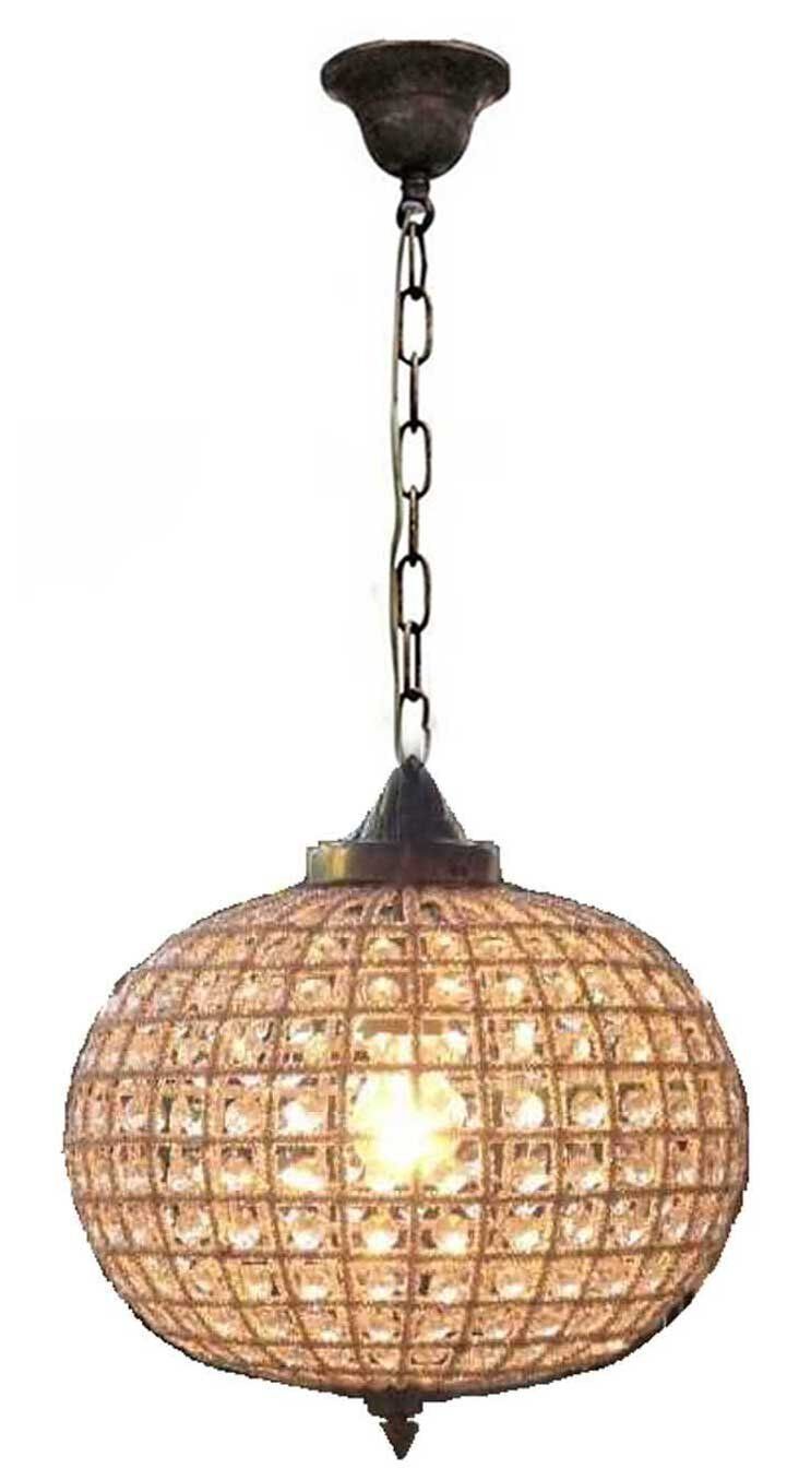 French Antique Globe Orbit Sphere Basket Crystal Ceiling Chandelier Lamp Replica