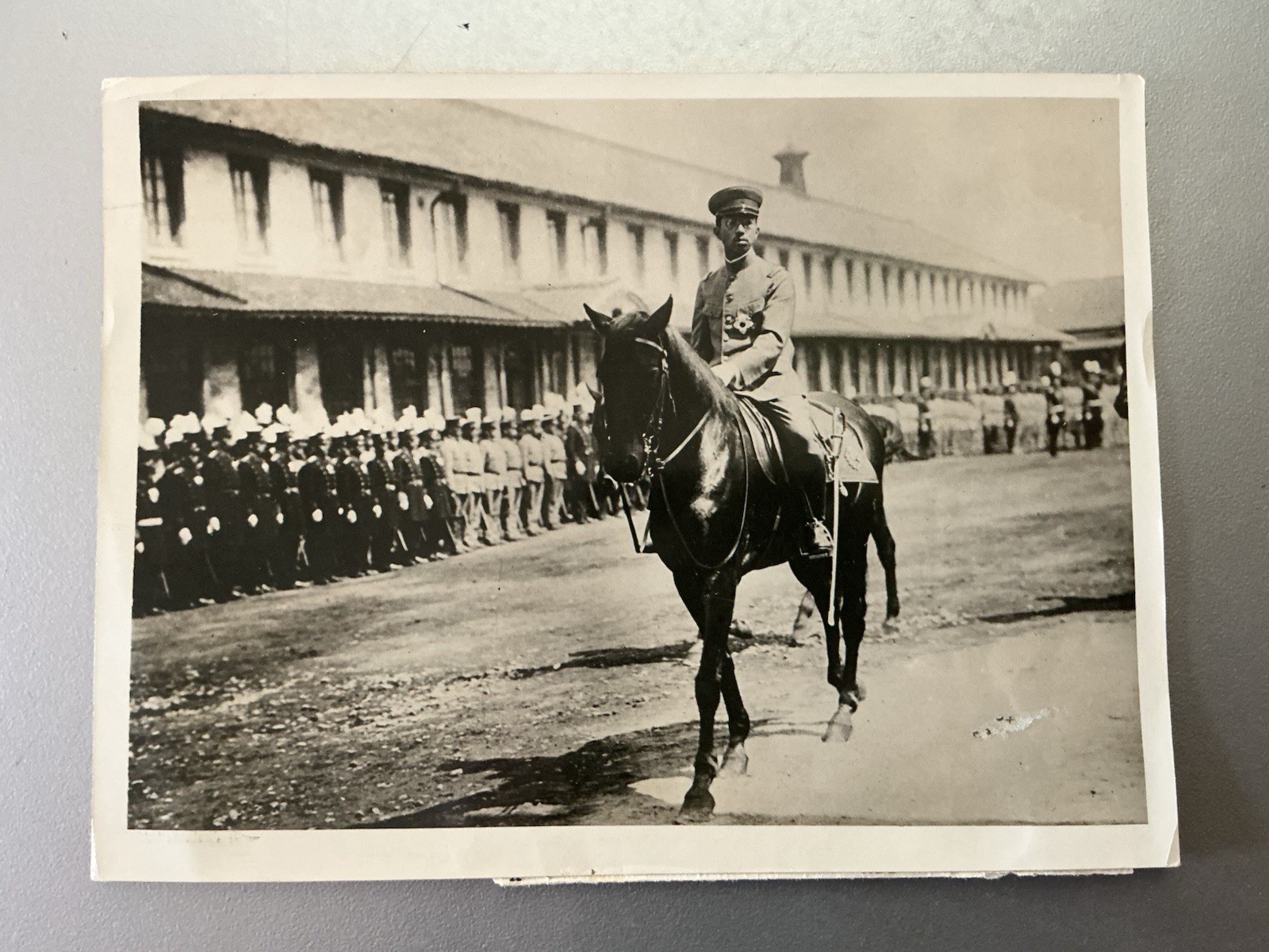 c. 1926 Emperor Hirohito Reviews His Officers — “Latest Photo of Japan’s Ruler”