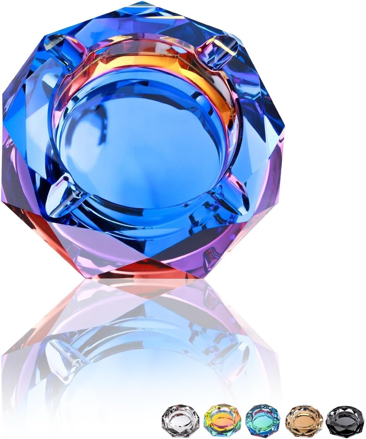 Coomin Crystal Ash Tray, Glass Cigar Ashtray for outside Patio Outdoor and Indoo