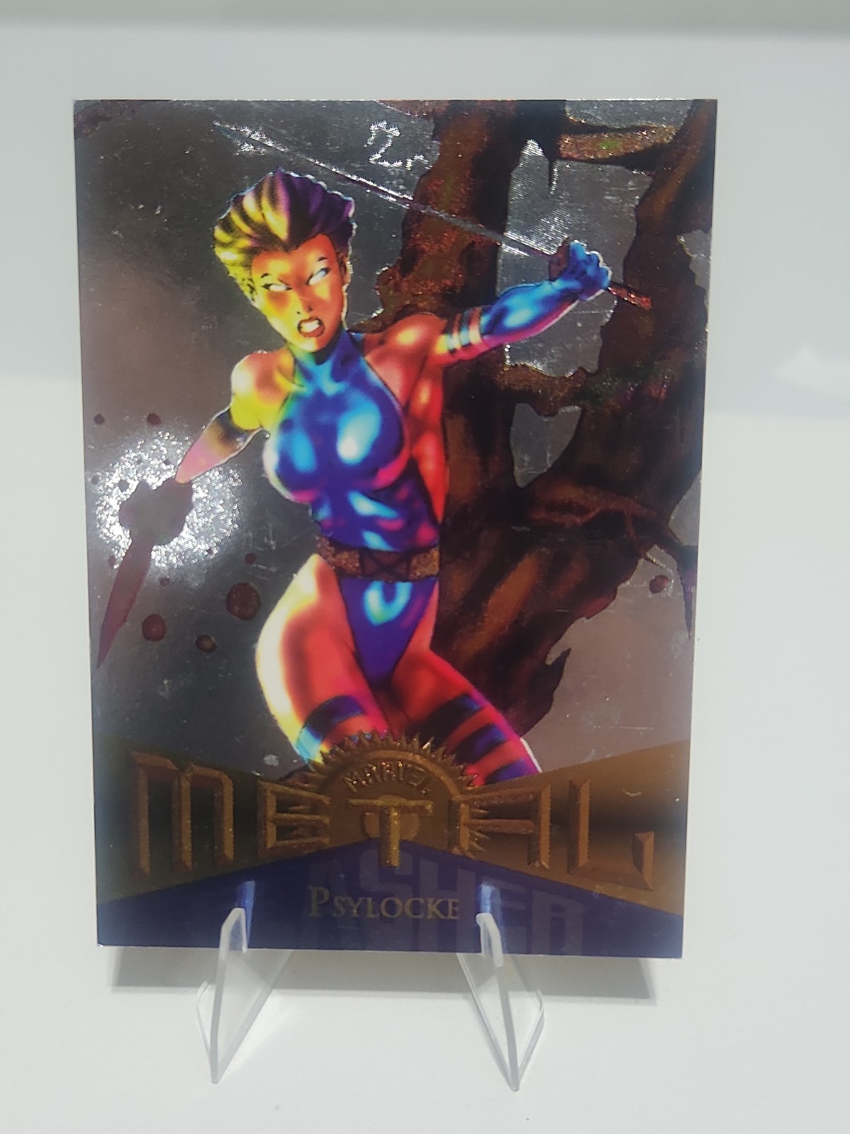 1995 MARVEL PSYLOCKE METAL TRADING CARD