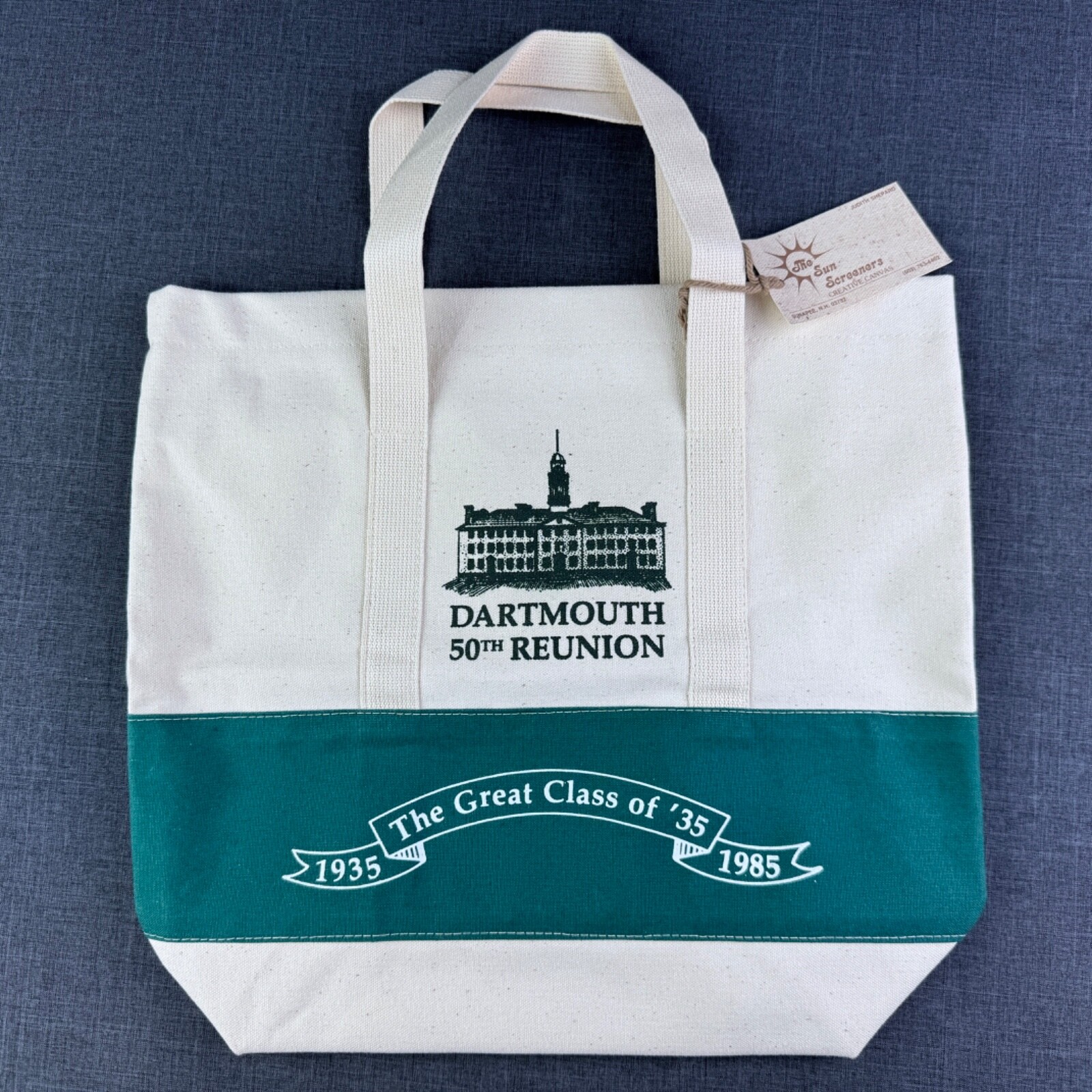 NEW Dartmouth College Canvas Tote Bag 50th Reunion 1935-1985 USA VTG NOS NWT NEW Dartmouth College Canvas Tote Bag 50th Reunion 1935-1985 USA VTG NOS NWT