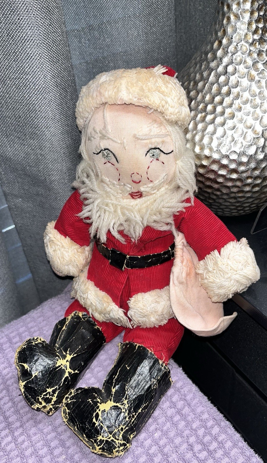 Vintage Unique OOAK 1920’s Unique Handmade Santa Claus Stuffed Doll Numbered