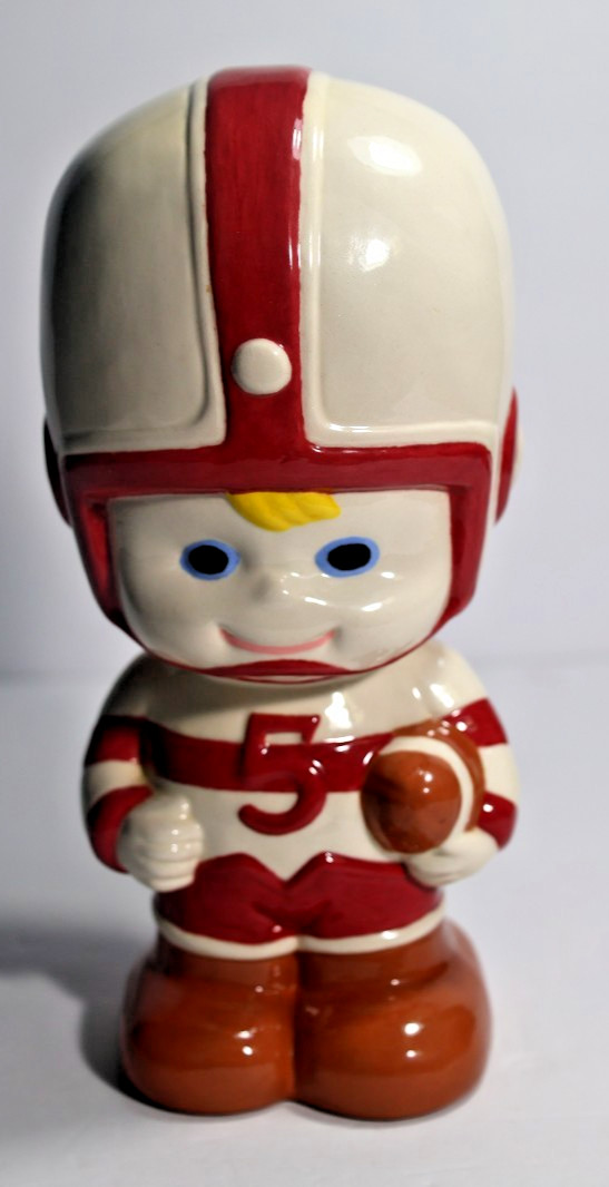 Vintage 1971 Atlantic Mold Ceramic Football Player Hand Painted Boy Flawless
