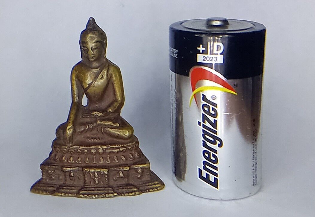 VTG Thai Buddha Stupa Bhumisparsha Mudra Touching The Earth Brass/Bronze Figure