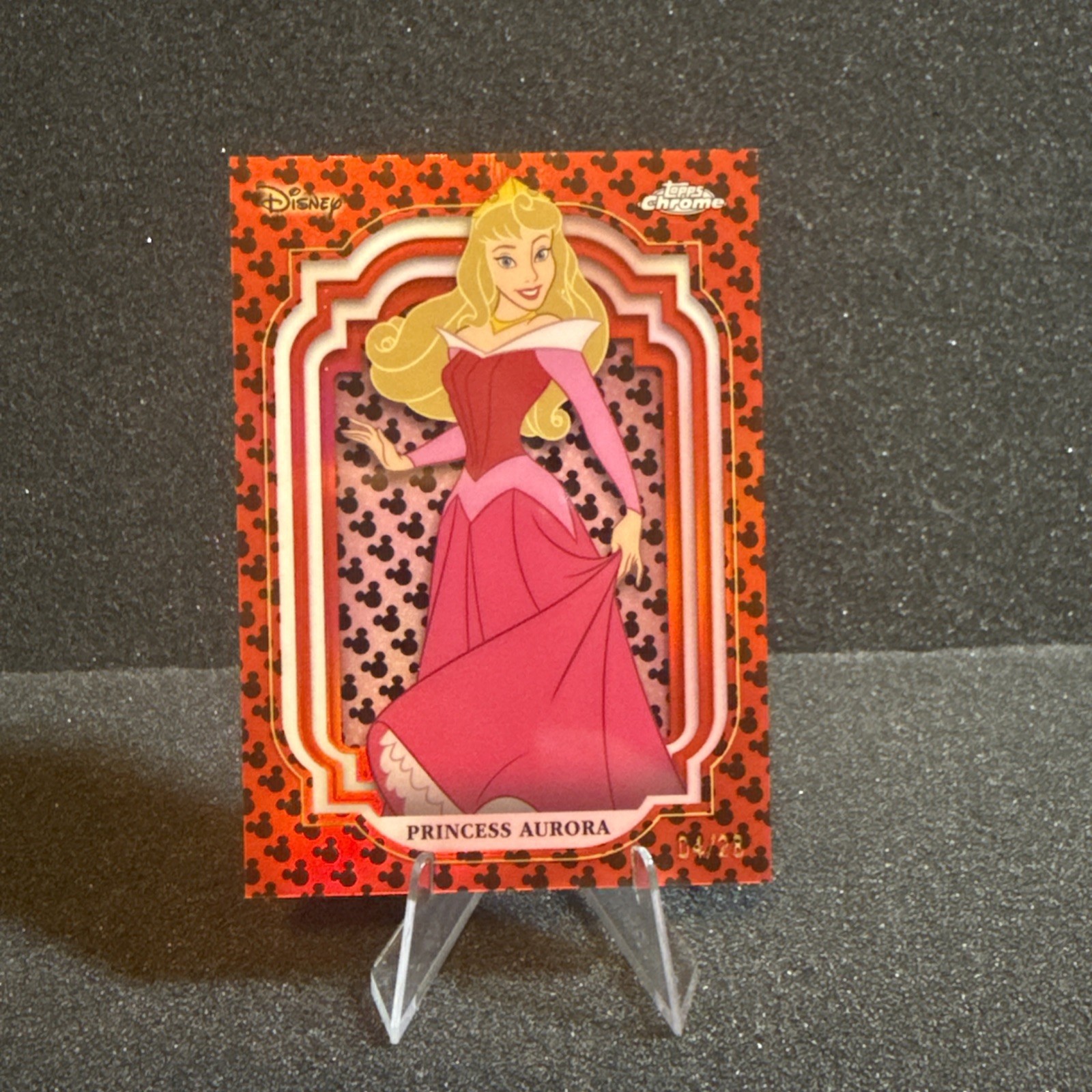 2024 Disney Topps Chrome PRINCESS AURORA 4/28 Red & Black Refractor #26