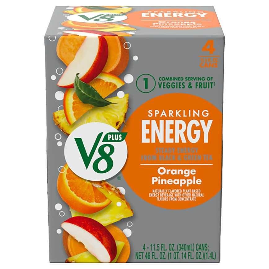 V8 Sparkling Energy Drinks Orange Pineapple 1pk 11.5 fl oz Can, 4 Count V8 Sparkling Energy Drinks Orange Pineapple 1pk 11.5 fl oz Can, 4 Count