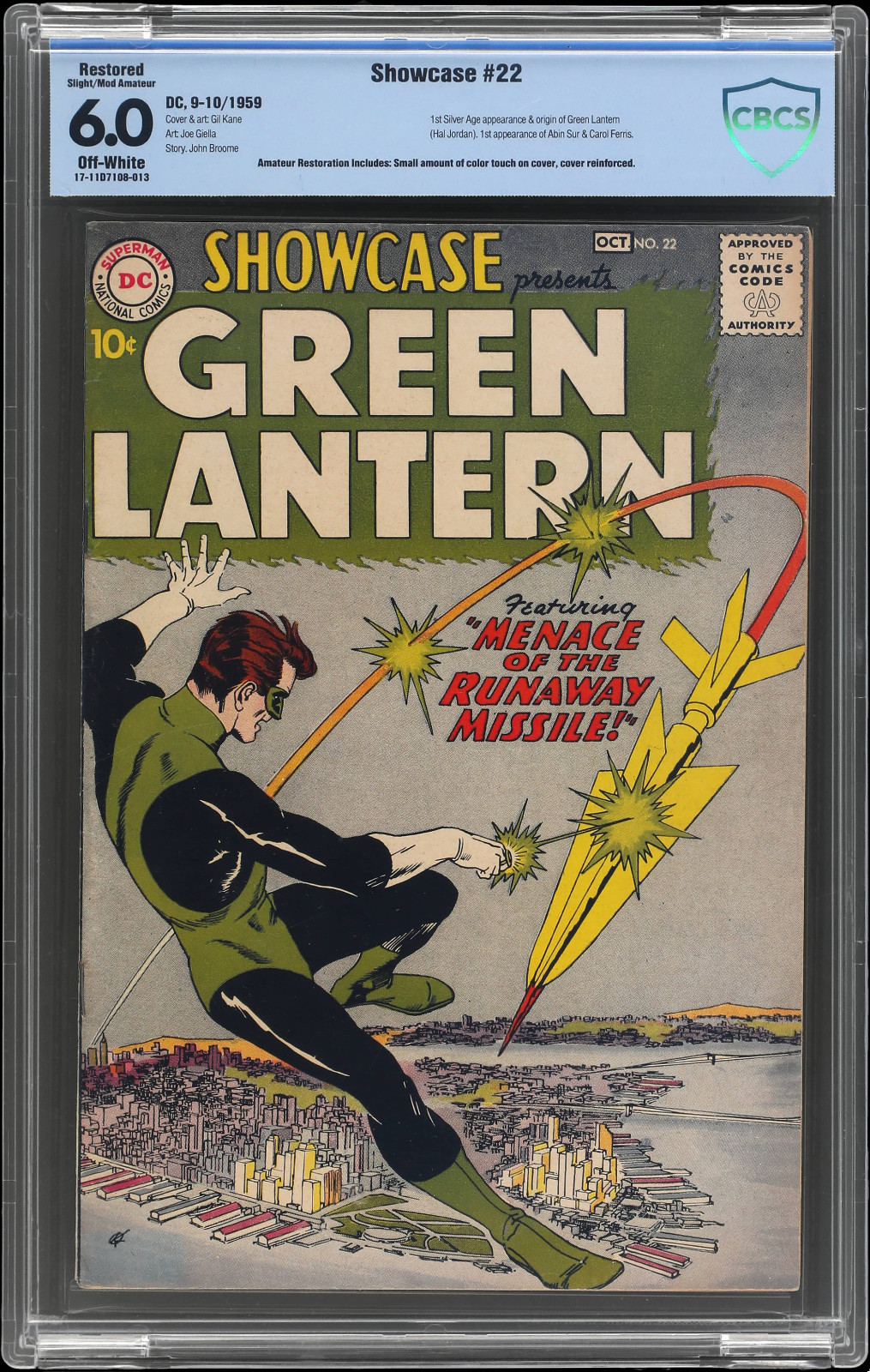 1959 D.C Comics Showcase 22 CGC CBCS 6.0 1st Silver Age Green Lantern Hal Jordan