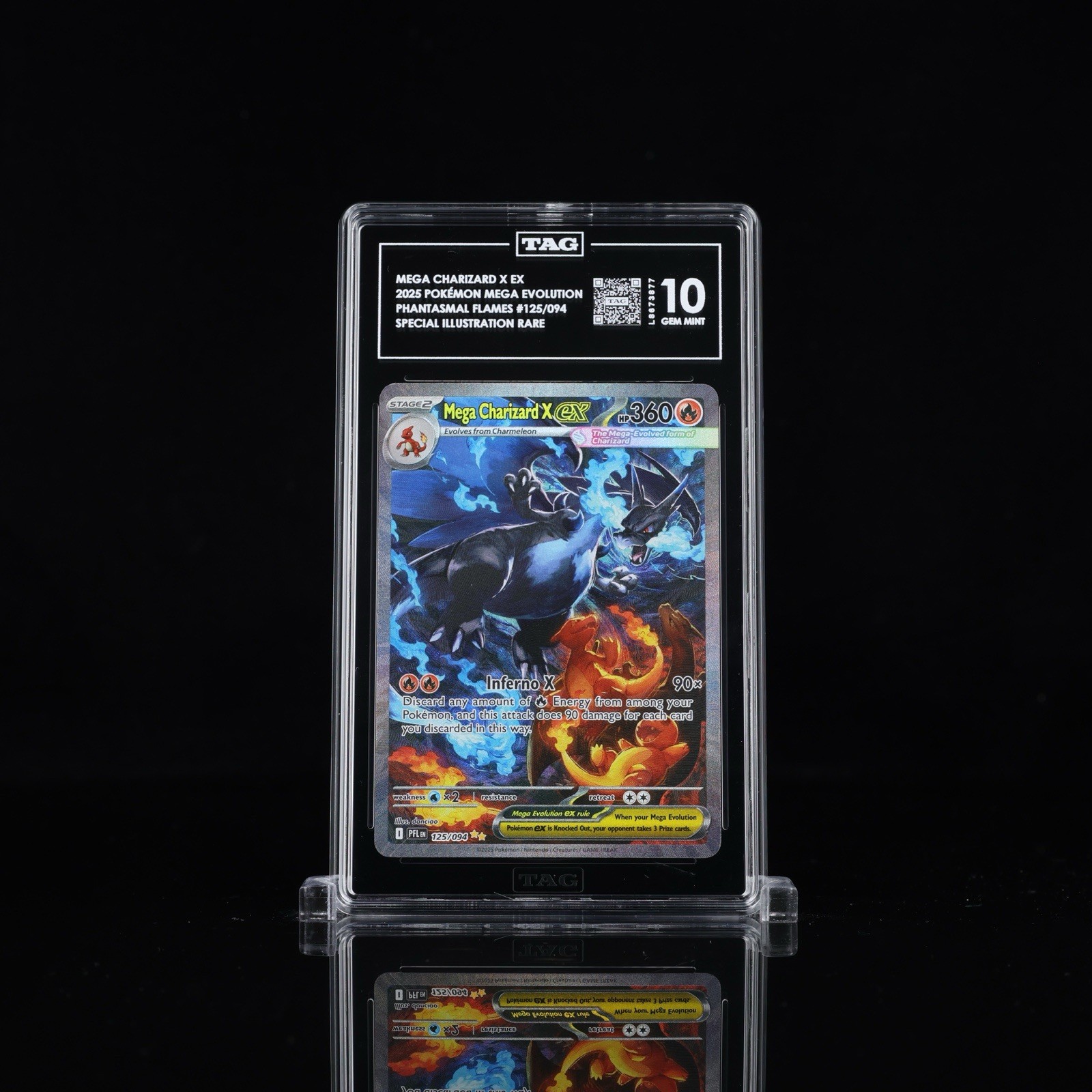 Mega Charizard X EX 125/094 Phantasmal Flames Graded TAG 10 Strong copy no Dings