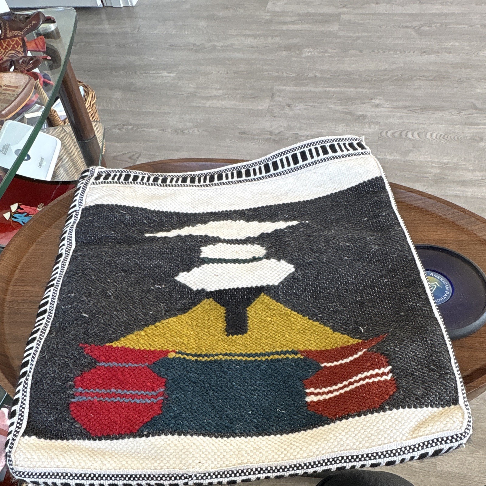 Peruvian Handmade Woven Textile Bag Black/White ethnic details