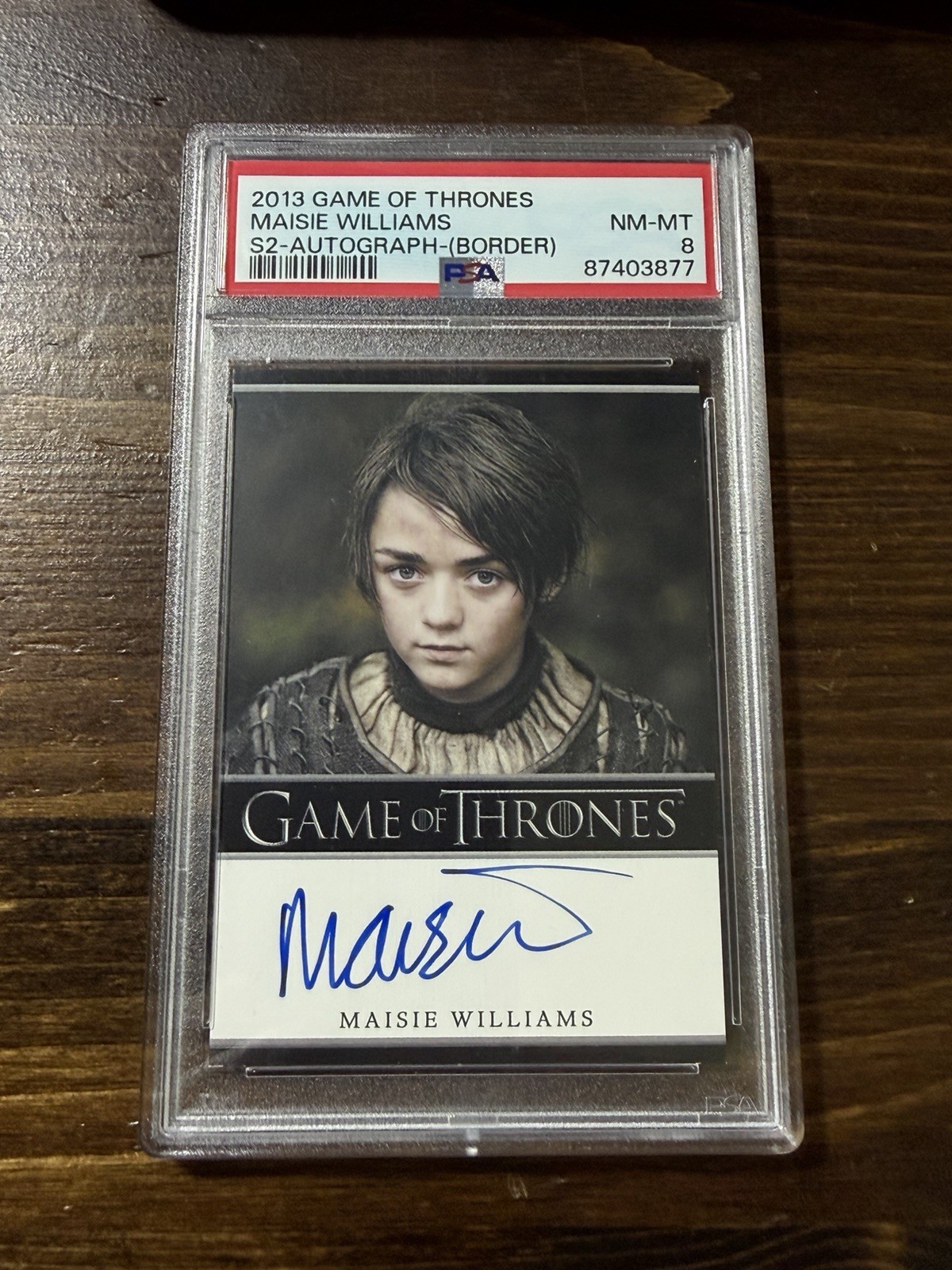 2013 Rittenhouse S2 Maisie Williams As Arya Game of Thrones Bordered Auto PSA 8