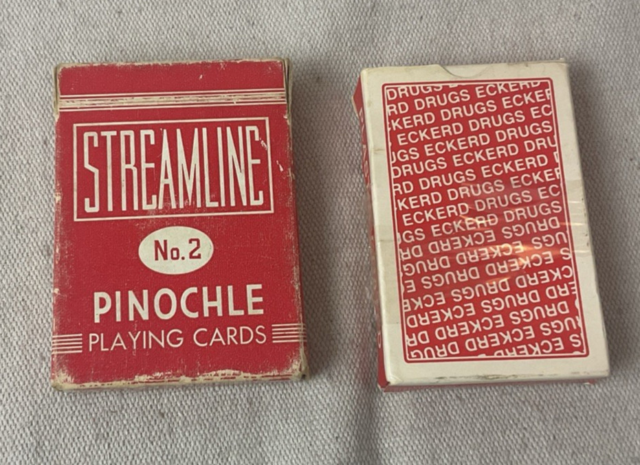 Vintage Streamline and Eckerd Drug Pinochle Playing Cards - 2 full decks