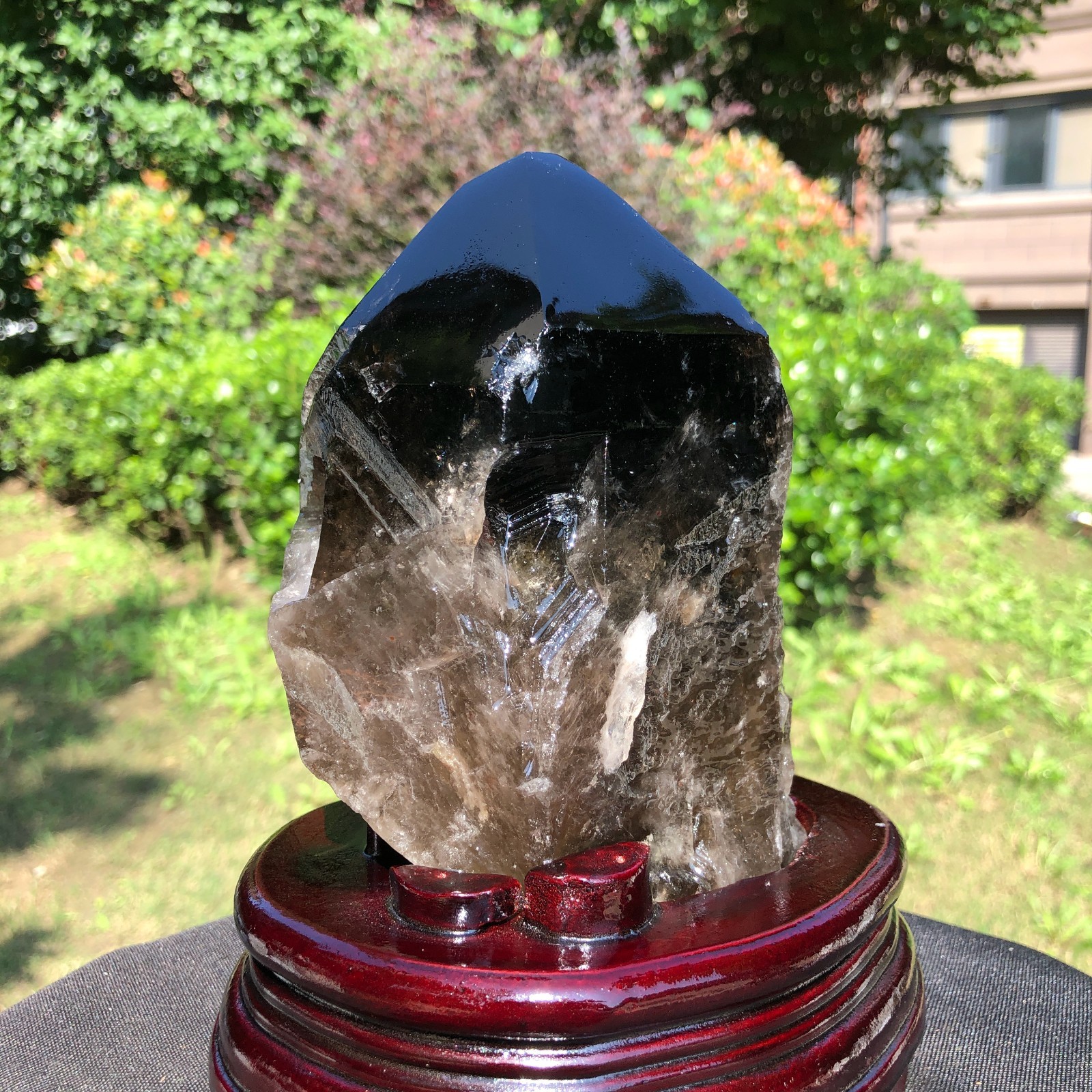 3.85LB Natural Smoky Quartz Crystal Mineral Specimen Reiki Healing+Stand