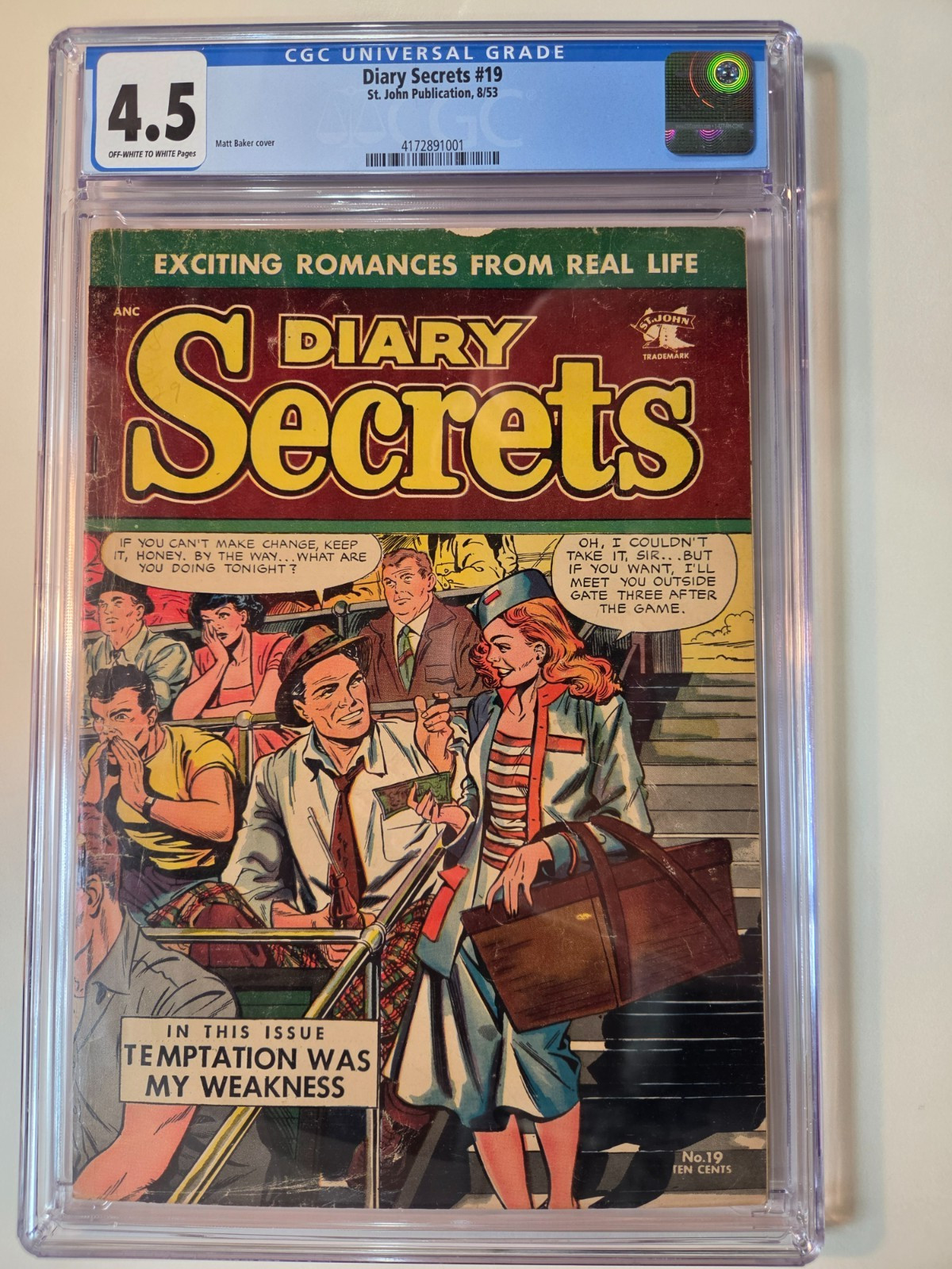 DIARY SECRETS # 19 ST JOHN 1953 CGC 4.5 MATT BAKER COVER ART