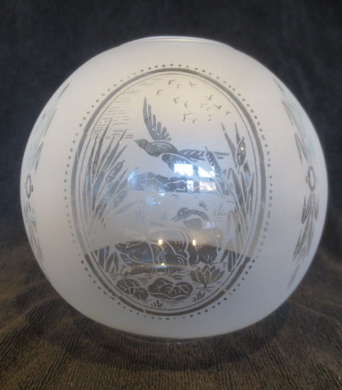 Original Antique Round Ball Bird Pattern Oil Lamp Shade