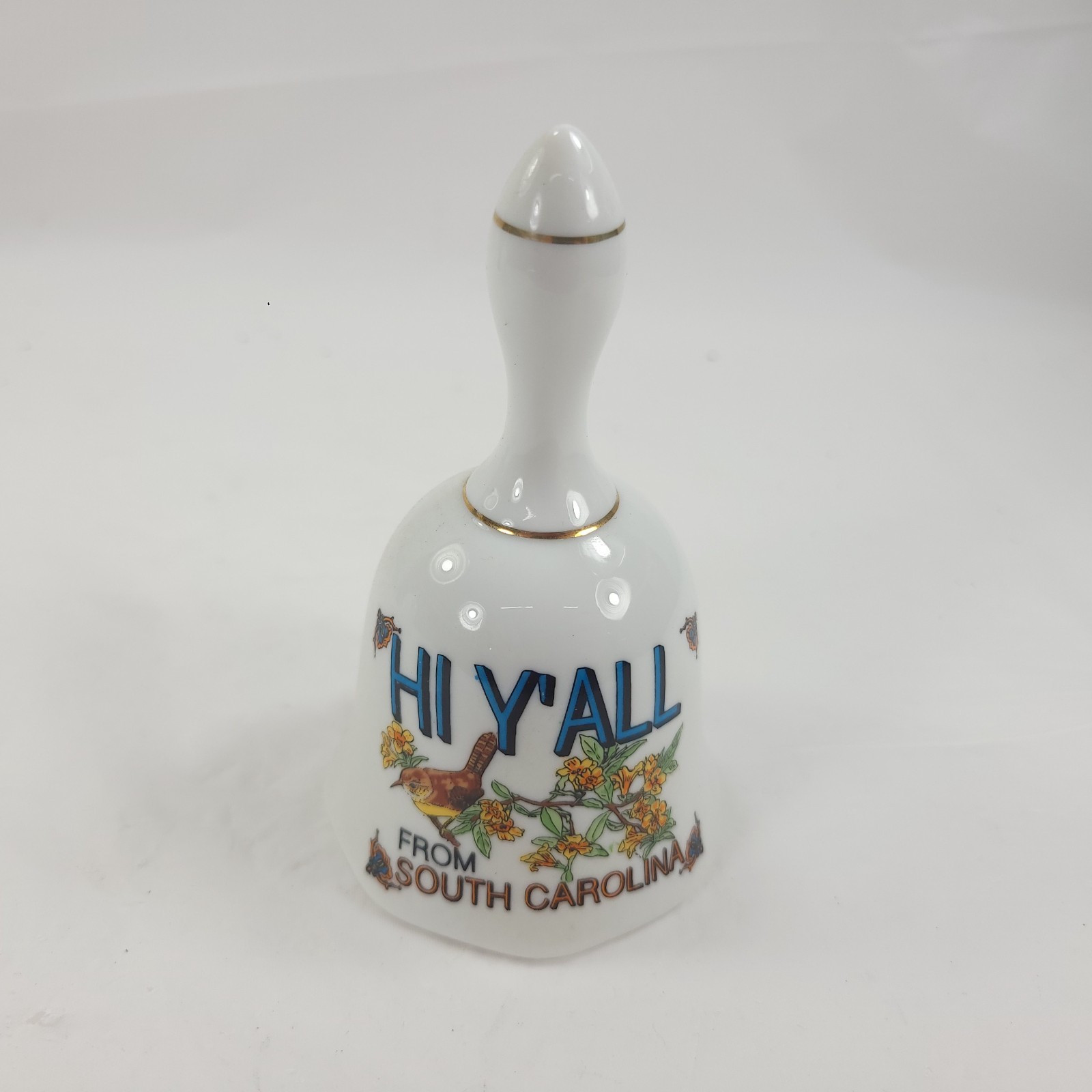 Vintage South Carolina Hi Yall State Bird Ceramic Souvenir Bell Decor