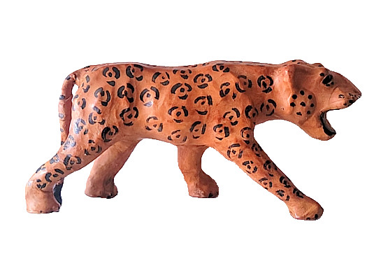 Vintage Leather Wrapped Leopard Figure: \ Vintage Leather Wrapped Leopard Figure: \