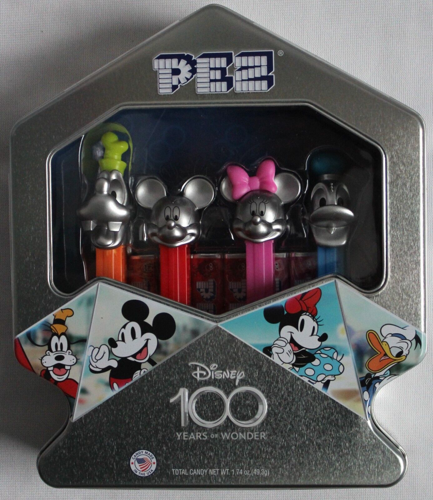 Disney 100 PEZ Anniversary Tin Collectible w/ 4 Pez Dispensers/Candy EXP 09/2027