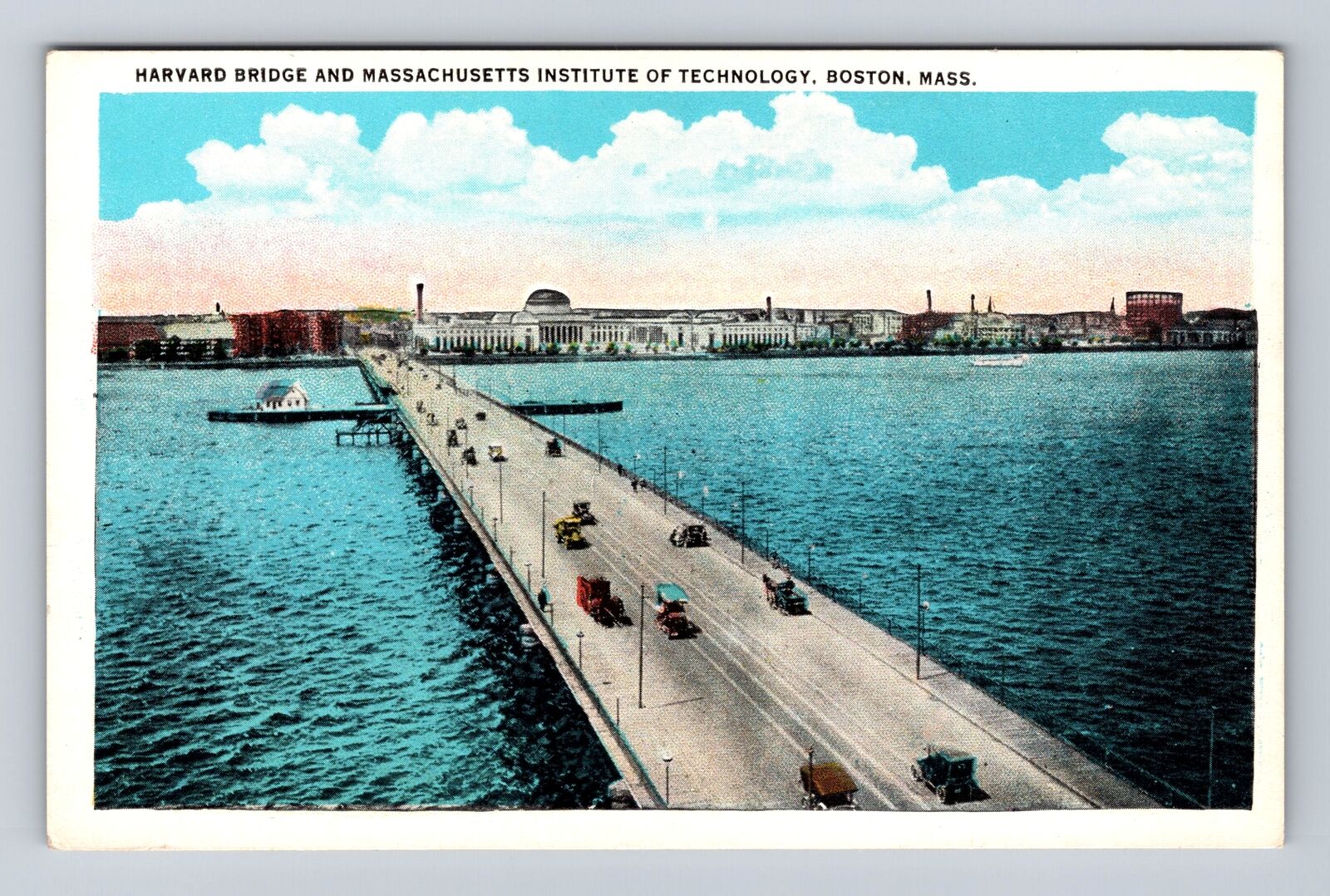 Boston MA-Massachusetts, Harvard Bridge, Antique, Vintage Souvenir Postcard