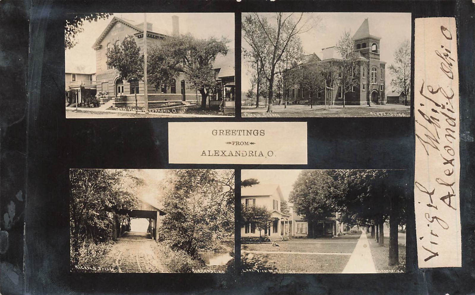 LP45 Ohio RPPC Postcard: Alexandria OH Scenes 1914