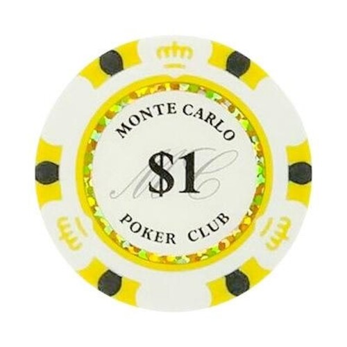 NEW 100 White Gold $1 Monte Carlo Smooth 14 Gram Clay Poker Chips - Exclusive 