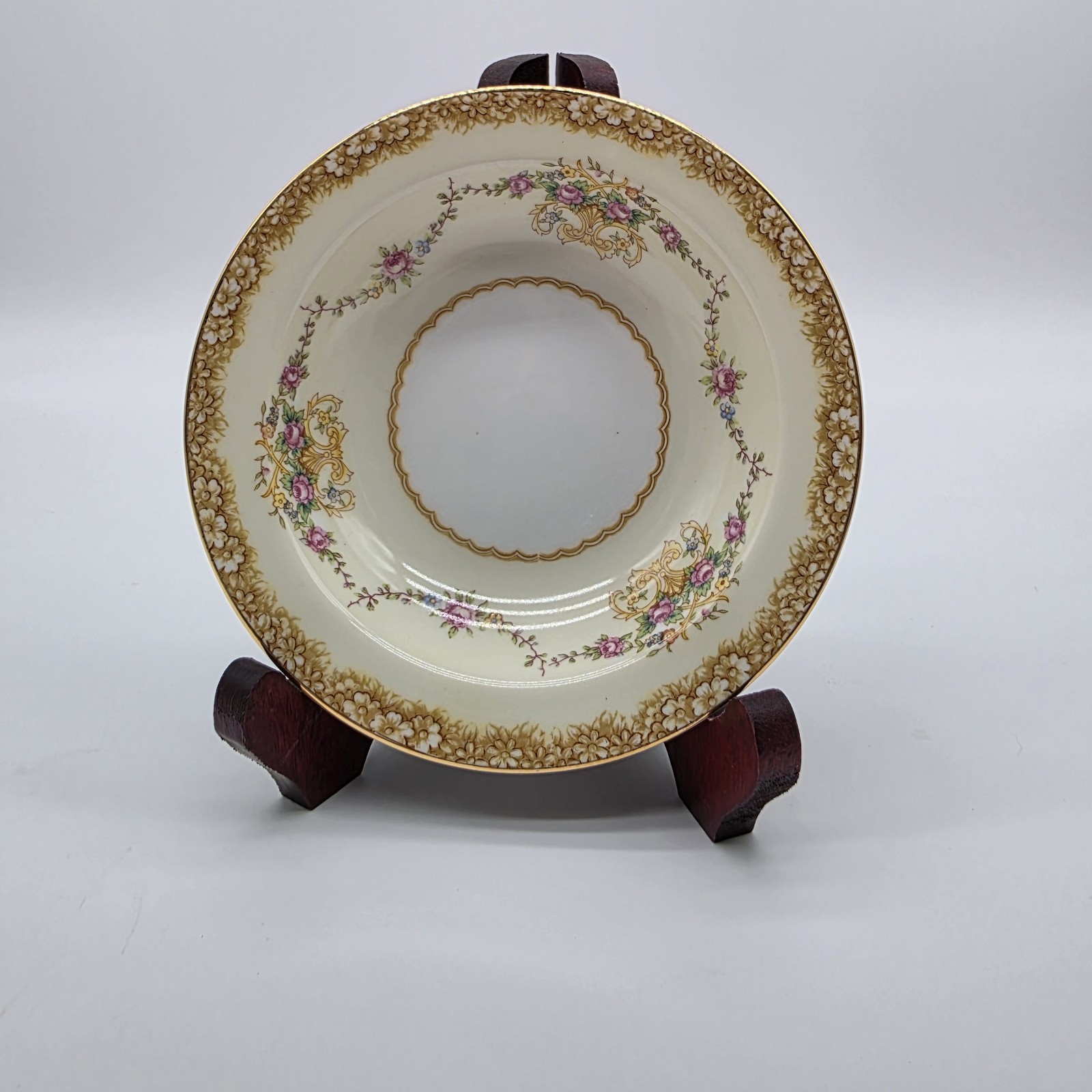 Vtg 1930s Noritake China - Mirabelle Floral Gold Trim - Berry Bowl - N 3843