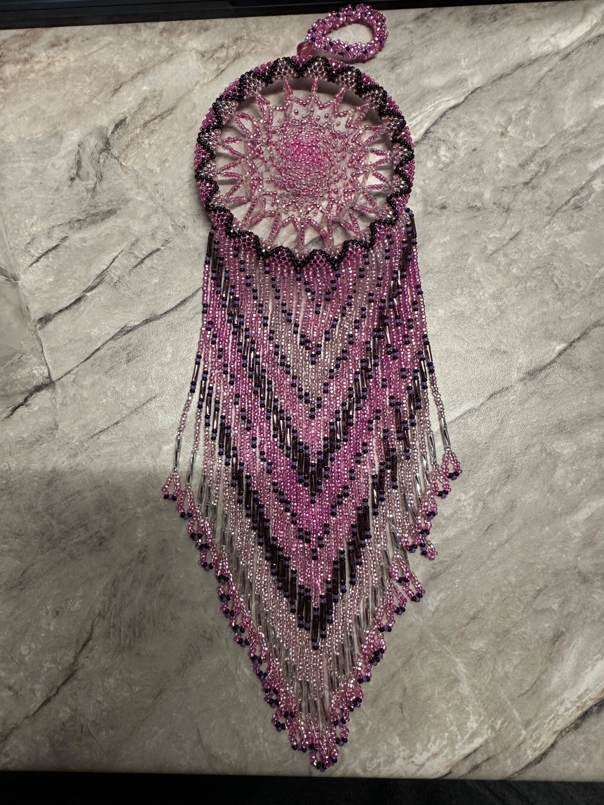 hand crafted fully beaded double webbed dream catcher