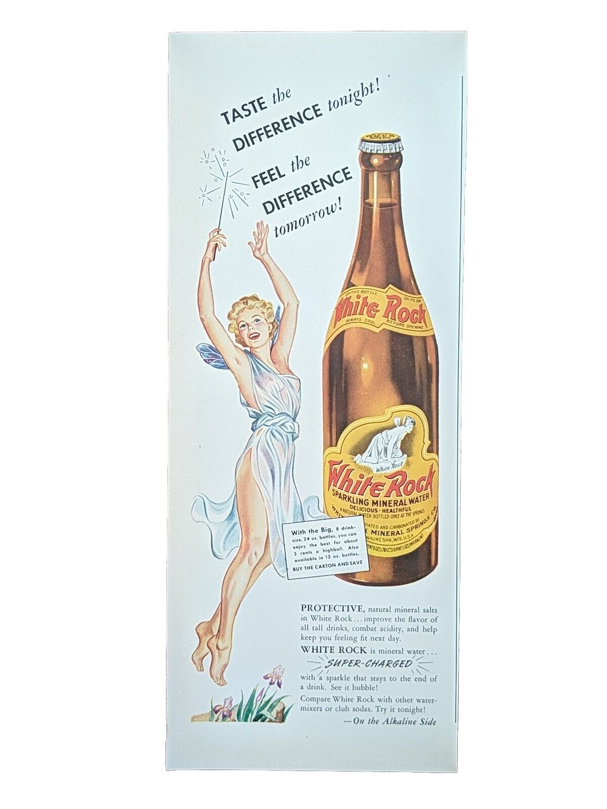 vintage 1943 White Rock beverages print ad. WWll advertisement