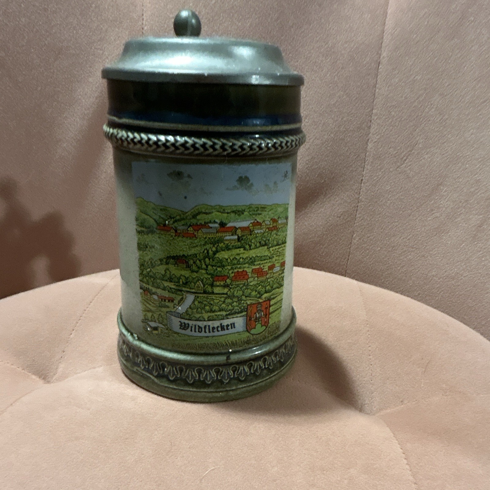 Gerz West Germany Vintage Beer Stein Lidded Wildflecken Ceramic Mug