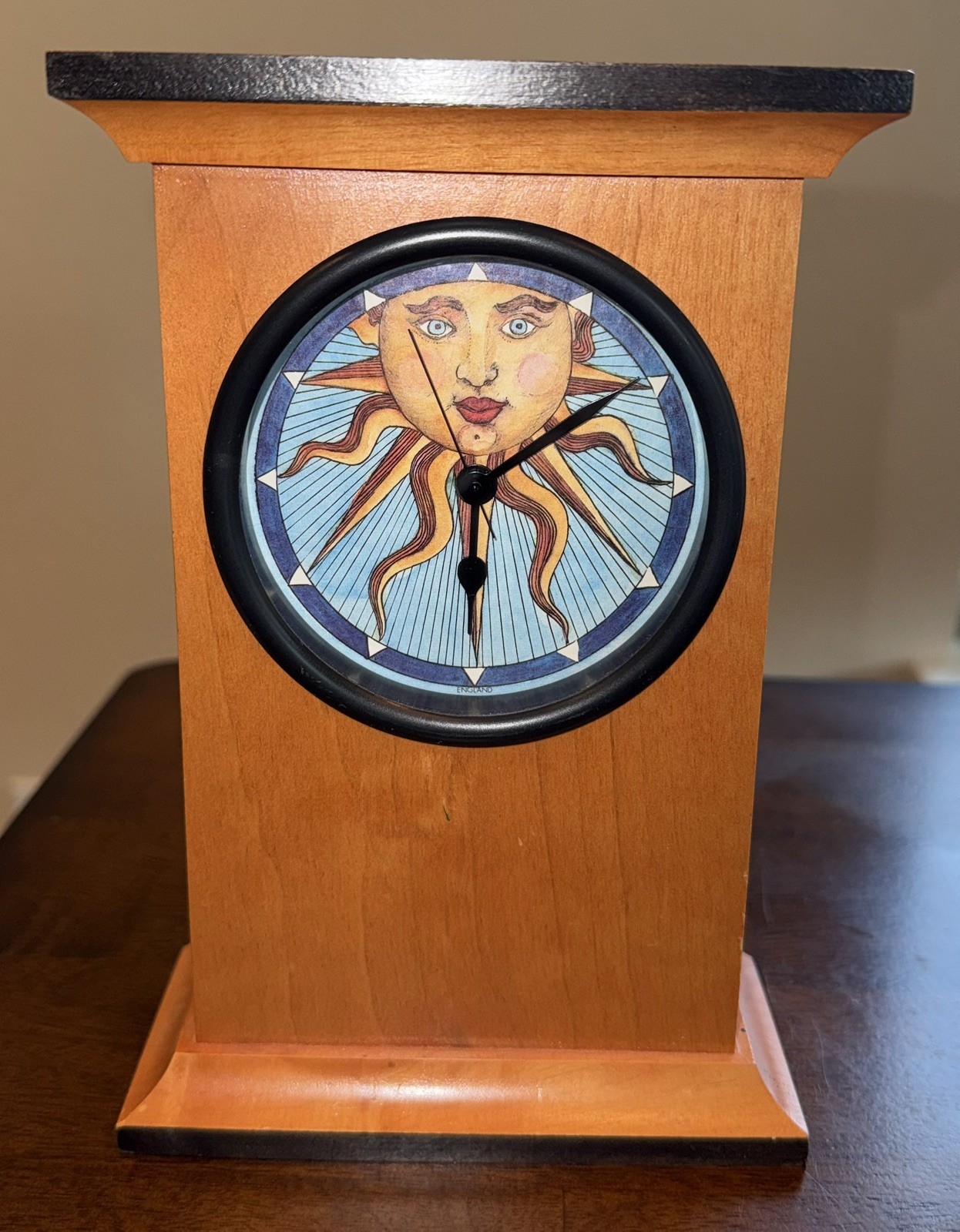 Vintage 90’s Ziro Celestial “Sun Face”Whimsigoth Tabletop Clock England Tested 