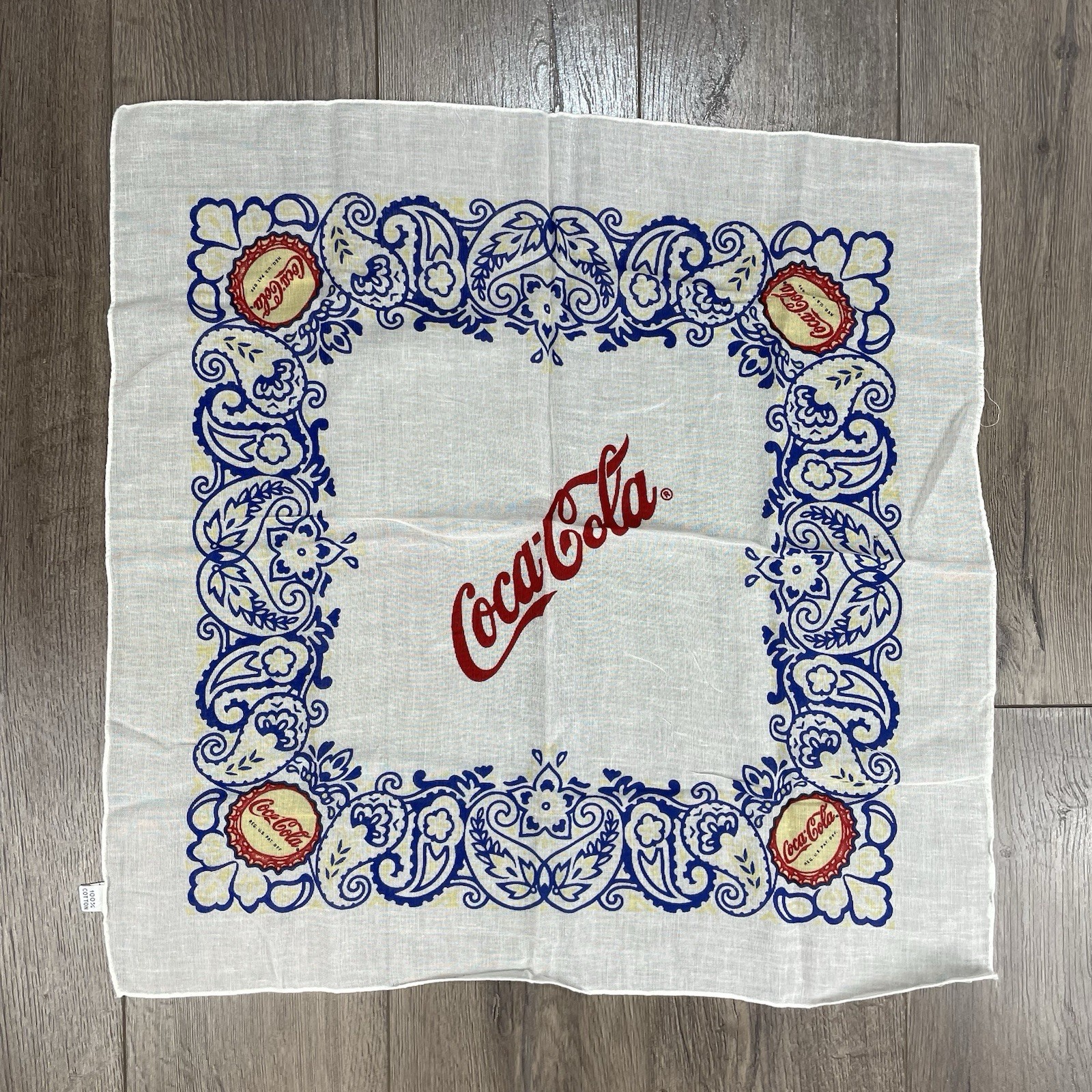 Vintage Coke Coca Cola Bandana Handkerchief 100% Cotton Scarf Italy Made 21”