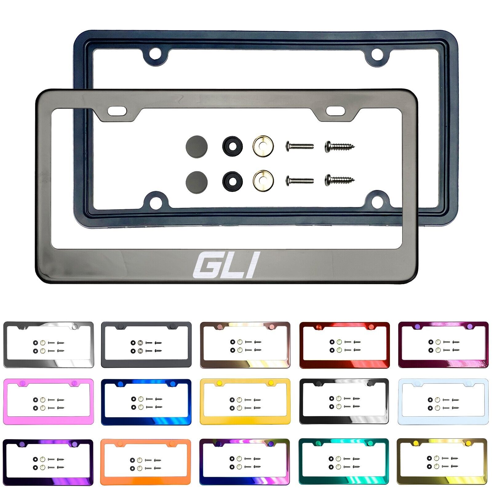 Laser Customize Stainless Steel License Frame Silicone Guard Fit Volkswagen GLI