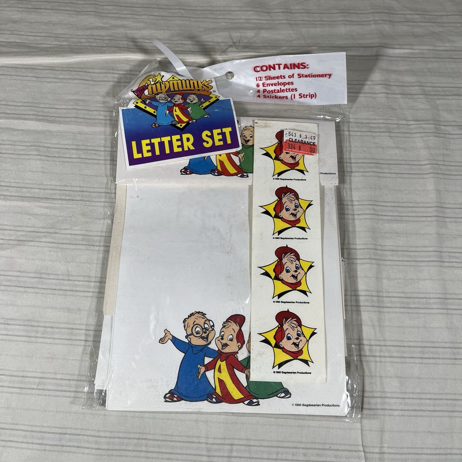 HTF Vintage The Chipmunks Letter Set with Stickers Sealed 1990 Stationary READ