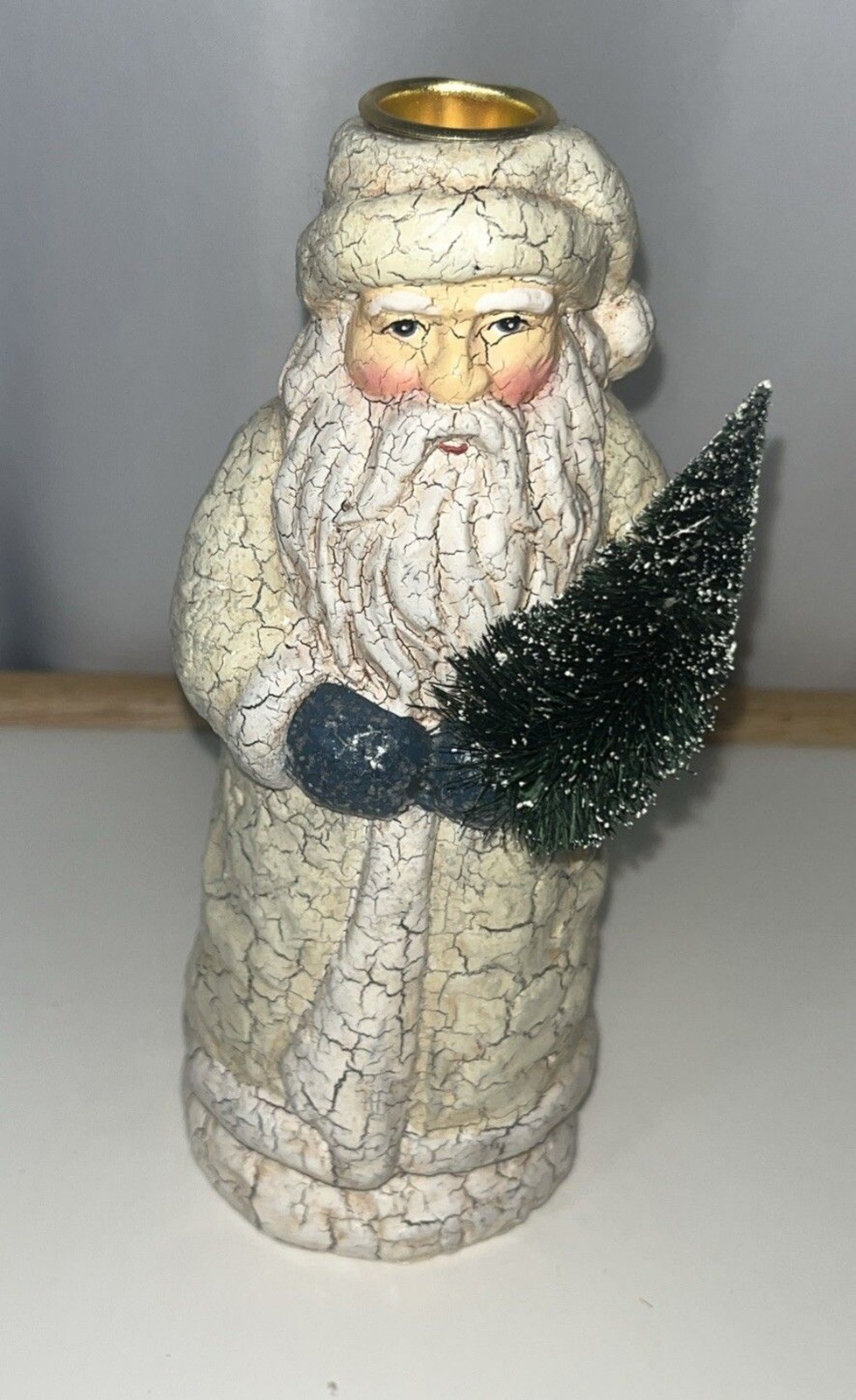 Santa Claus Sparkle Glitter With Tree Candle Holder 8” Tall Unbranded Santa Claus Sparkle Glitter With Tree Candle Holder 8” Tall Unbranded