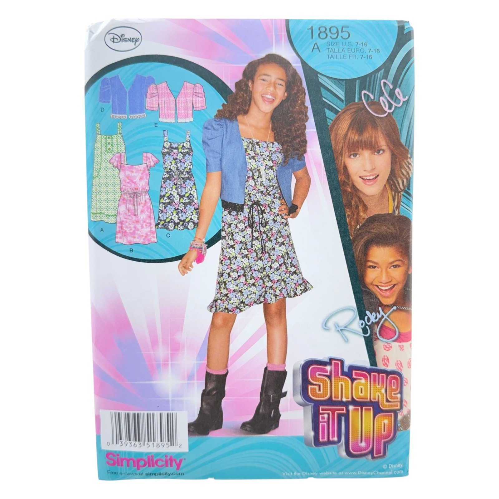 Simplicity Girls Dress Jacket Pattern 1895 Disney Shake It Up Sz 7-16 UNCUT