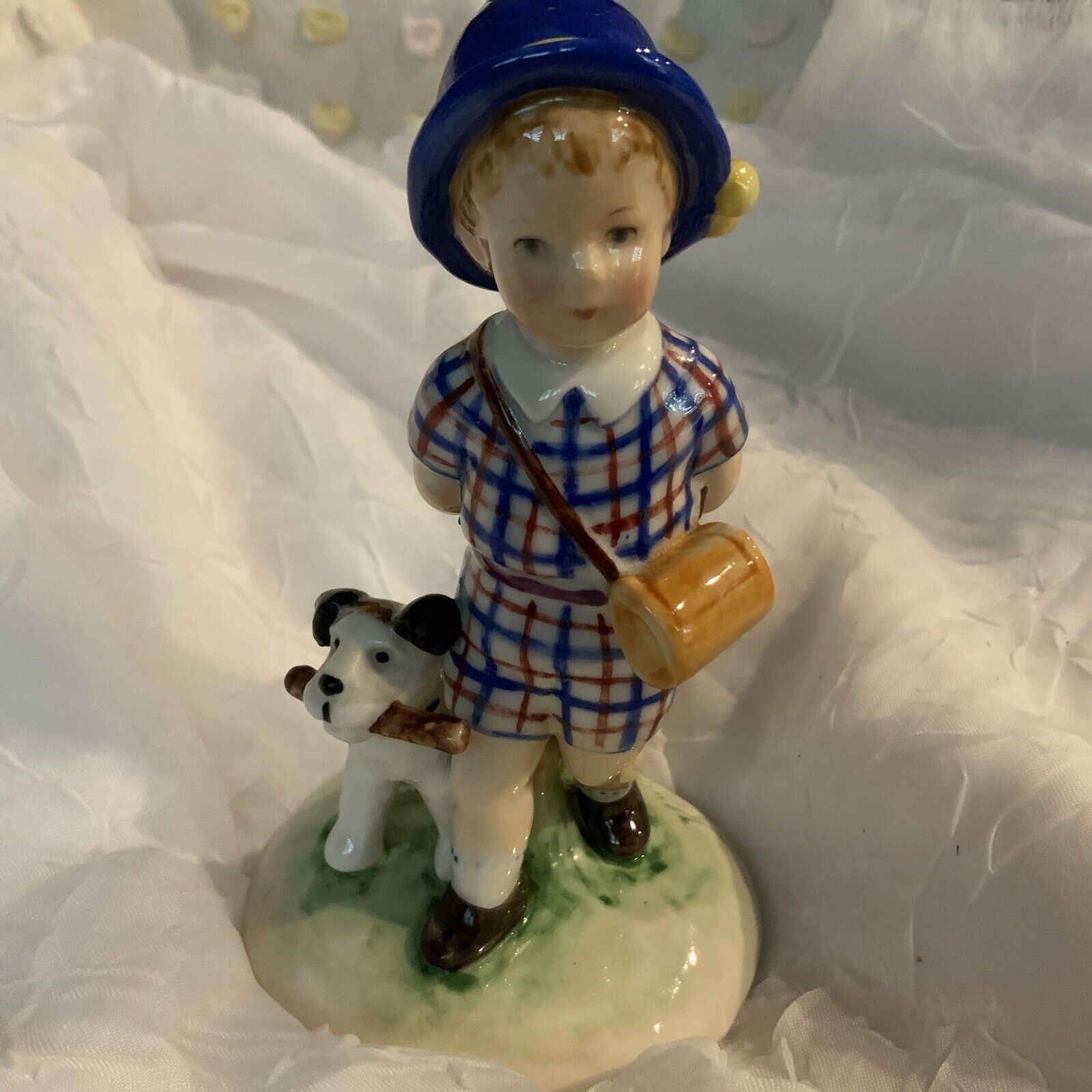 Rare Vintage Kathe Kruse Goebel Porcelain Figurine, Rare, Sweet Boy With His Dog