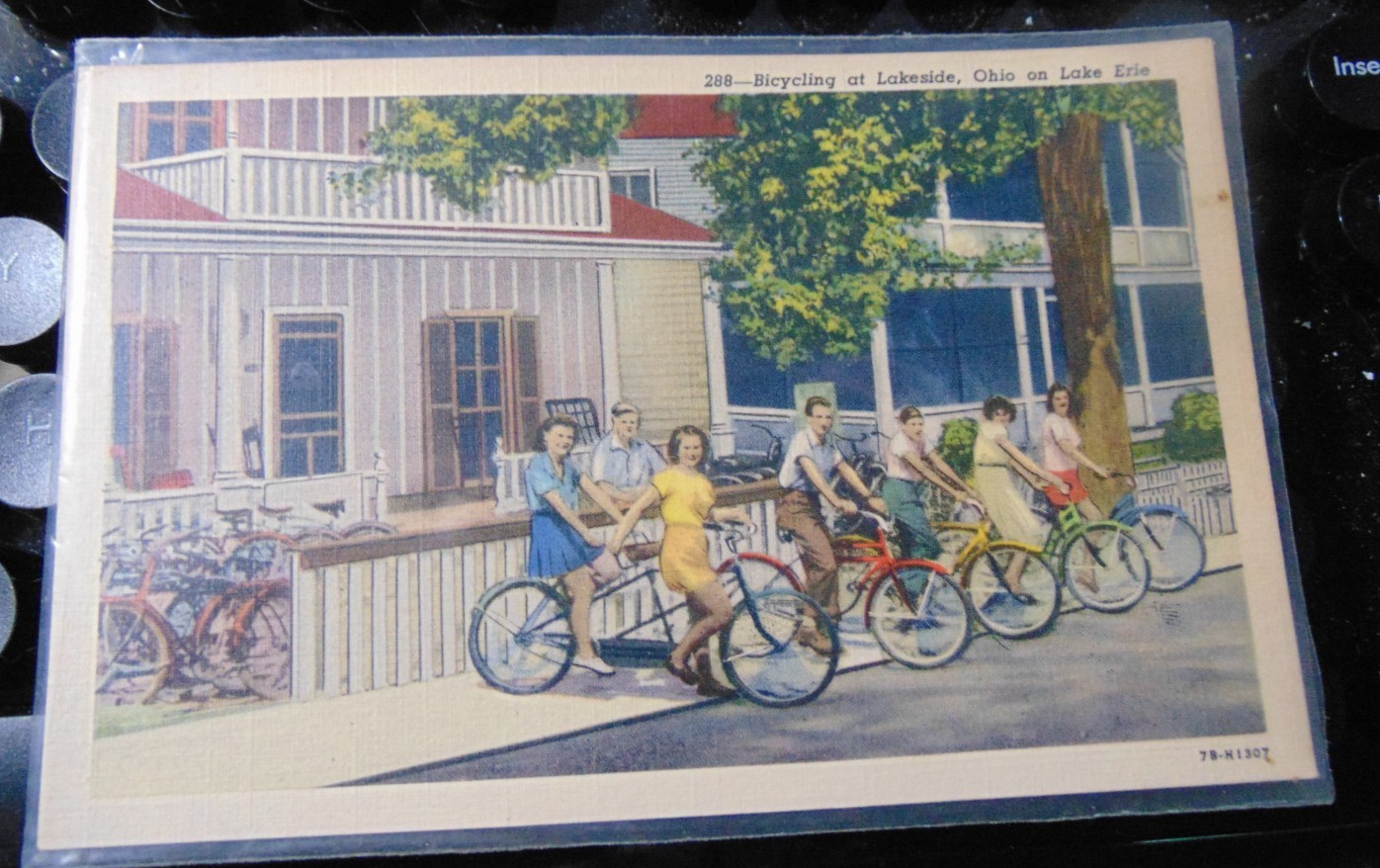 Vintage Postcard, Bicycling at Lakeside ,Ohio ,on Lake Erie ,1940S