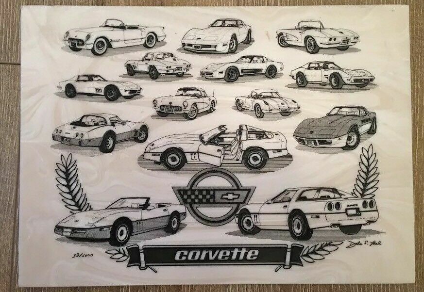 Corvette Wall Plaque Limited Signed Dale E. Lael Etched