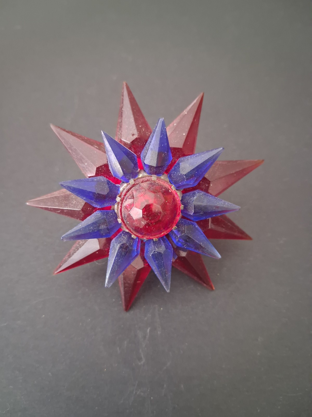 Vintage C-6 700 Series Frosted Matchless Star Red/Cobalt Blue W/Red Gem Working Vintage C-6 700 Series Frosted Matchless Star Red/Cobalt Blue W/Red Gem Working