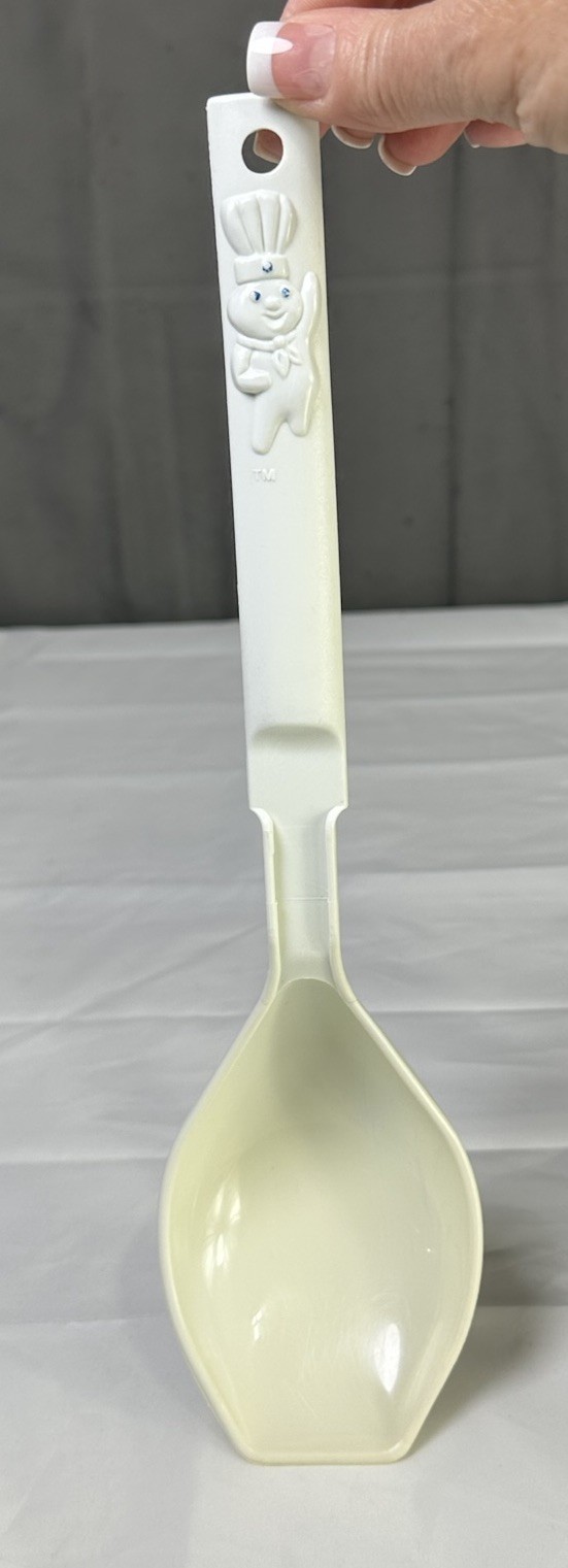 Vintage 1993 Pillsbury Doughboy White Plastic Serving Utensil Solid Spoon 11.75”