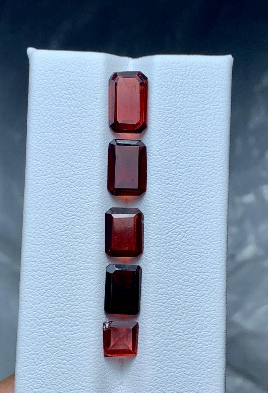 8.70 Natural Rhodolite Garnet Cut Stones – Emerald Cut – Africa Origin – 5 Piece