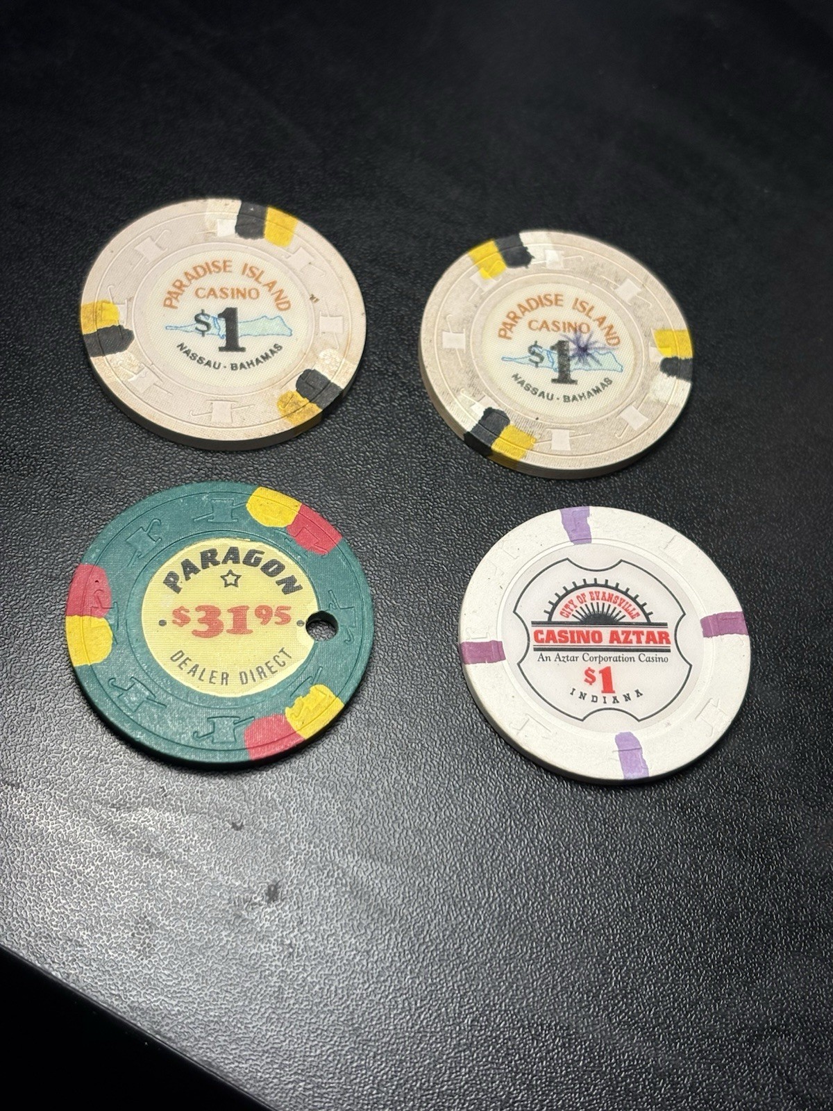 Vintage Casino Chip Lot Paradise Island Bahamas Casino Aztar & Paragon Las Vegas